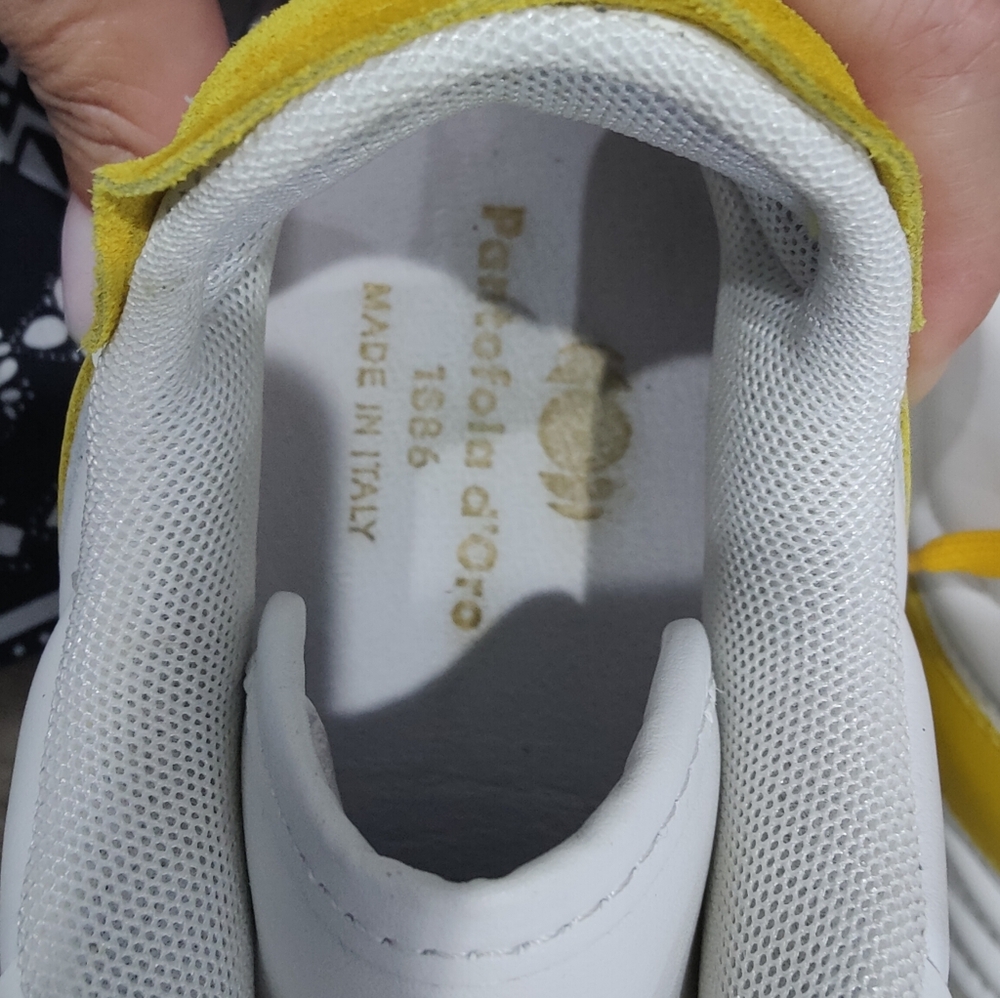 Pantofola D'oro leather womans white and yellow sneakers made in italy size 7.5 - Picture 6 of 7